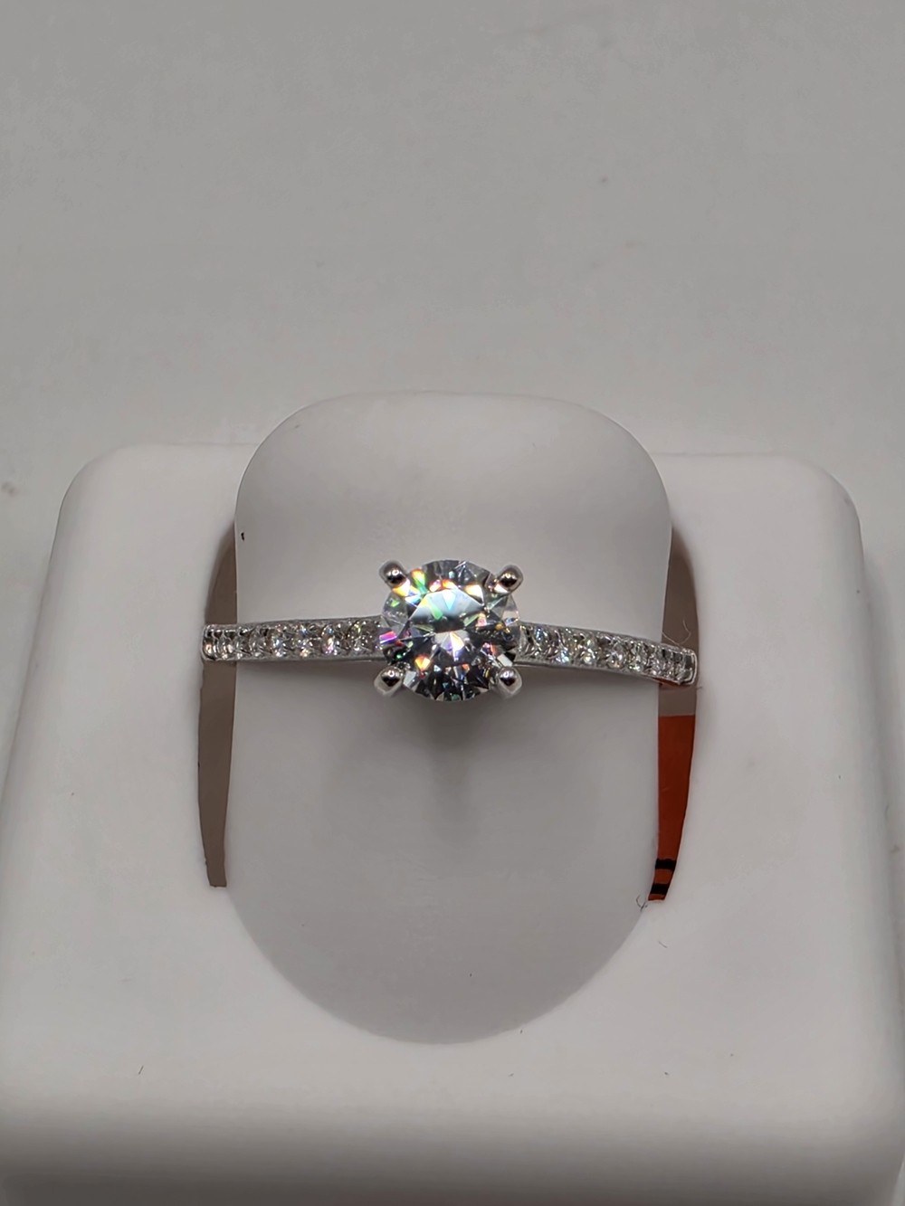 .75ctw Classic Solitaire Round Moissanite Engagement Ring in S925 Silver Size 8